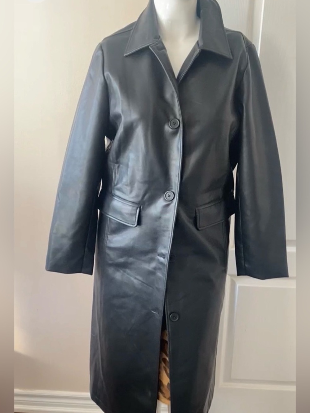 Brand New Rebecca Minkoff Black Vegan Leather Trench - L - Picture 10 of 12